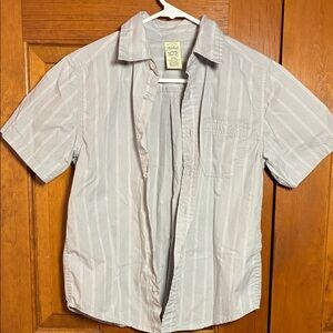 Faded Glory Light Gray Striped Button-Down Shirt